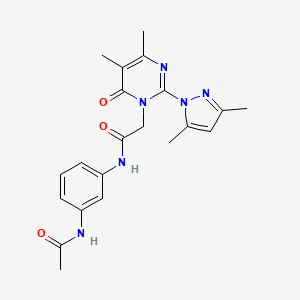 N-(3-acetamidophenyl)-2-[2-(3,5-dimethylpyrazol-1-yl)-4,5-dimethyl-6-oxopyrimidin-1-yl]acetamide