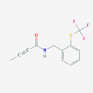 molecular formula C12H10F3NOS B2601779 N-[[2-(Trifluoromethylsulfanyl)phenyl]methyl]but-2-ynamide CAS No. 2411307-12-3