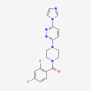 molecular formula C18H16F2N6O B2601791 (4-(6-(1H-咪唑-1-基)吡哒嗪-3-基)哌嗪-1-基)(2,4-二氟苯基)甲酮 CAS No. 1706089-28-2