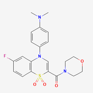 molecular formula C21H22FN3O4S B2601798 (4-(4-(二甲氨基)苯基)-6-氟-1,1-二氧化-4H-苯并[b][1,4]噻嗪-2-基)(吗啉)甲酮 CAS No. 1251687-24-7