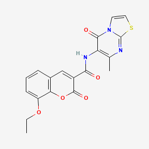 molecular formula C19H15N3O5S B2601800 8-ethoxy-N-(7-methyl-5-oxo-5H-thiazolo[3,2-a]pyrimidin-6-yl)-2-oxo-2H-chromene-3-carboxamide CAS No. 941966-48-9