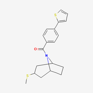 molecular formula C19H21NOS2 B2601807 ((1R,5S)-3-(methylthio)-8-azabicyclo[3.2.1]octan-8-yl)(4-(thiophen-2-yl)phenyl)methanone CAS No. 1705745-06-7