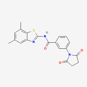 molecular formula C20H17N3O3S B2601821 N-(5,7-dimethylbenzo[d]thiazol-2-yl)-3-(2,5-dioxopyrrolidin-1-yl)benzamide CAS No. 897618-08-5