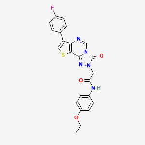 molecular formula C23H18FN5O3S B2601823 N-(2-ethoxyphenyl)-4-[5-(pyrrolidin-1-ylcarbonyl)-1,2,4-oxadiazol-3-yl]thiophene-2-sulfonamide CAS No. 1219188-56-3