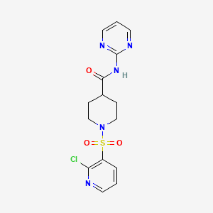 molecular formula C15H16ClN5O3S B2601835 1-(2-chloropyridin-3-yl)sulfonyl-N-pyrimidin-2-ylpiperidine-4-carboxamide CAS No. 1119266-71-5