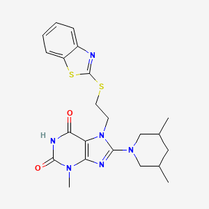 molecular formula C22H26N6O2S2 B2601839 7-(2-(benzo[d]thiazol-2-ylthio)ethyl)-8-(3,5-dimethylpiperidin-1-yl)-3-methyl-1H-purine-2,6(3H,7H)-dione CAS No. 685860-48-4