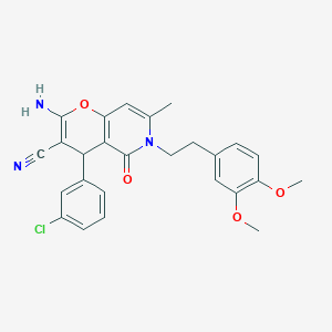 2-amino-4-(3-chlorophenyl)-6-(3,4-dimethoxyphenethyl)-7-methyl-5-oxo-5,6-dihydro-4H-pyrano[3,2-c]pyridine-3-carbonitrile