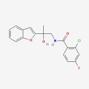 molecular formula C18H15ClFNO3 B2601893 N-(2-(benzofuran-2-yl)-2-hydroxypropyl)-2-chloro-4-fluorobenzamide CAS No. 2034600-21-8