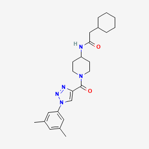 molecular formula C24H33N5O2 B2601915 2-cyclohexyl-N-(1-(1-(3,5-dimethylphenyl)-1H-1,2,3-triazole-4-carbonyl)piperidin-4-yl)acetamide CAS No. 1251673-83-2