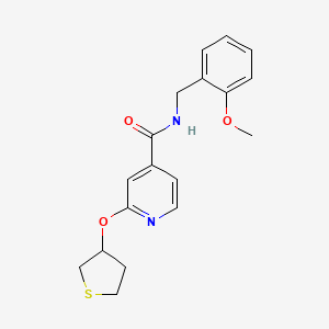 molecular formula C18H20N2O3S B2601916 N-(2-甲氧基苄基)-2-((四氢噻吩-3-基)氧基)异烟酰胺 CAS No. 2034428-57-2