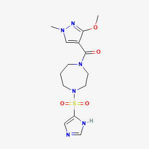 molecular formula C14H20N6O4S B2601925 (4-((1H-imidazol-4-yl)sulfonyl)-1,4-diazepan-1-yl)(3-methoxy-1-methyl-1H-pyrazol-4-yl)methanone CAS No. 1903012-95-2