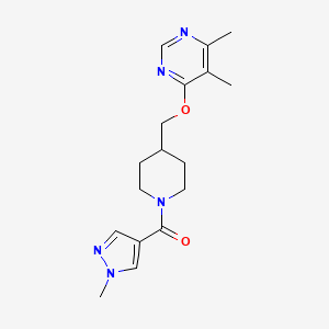 molecular formula C17H23N5O2 B2601929 (4-(((5,6-dimethylpyrimidin-4-yl)oxy)methyl)piperidin-1-yl)(1-methyl-1H-pyrazol-4-yl)methanone CAS No. 2310158-53-1