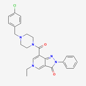 molecular formula C26H26ClN5O2 B2601931 7-(4-(4-chlorobenzyl)piperazine-1-carbonyl)-5-ethyl-2-phenyl-2H-pyrazolo[4,3-c]pyridin-3(5H)-one CAS No. 1040650-11-0