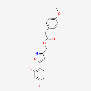 molecular formula C19H15F2NO4 B2601932 (5-(2,4-Difluorophenyl)isoxazol-3-yl)methyl 2-(4-methoxyphenyl)acetate CAS No. 1021060-36-5