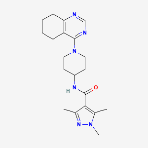 molecular formula C20H28N6O B2601935 1,3,5-三甲基-N-(1-(5,6,7,8-四氢喹唑啉-4-基)哌啶-4-基)-1H-吡唑-4-甲酰胺 CAS No. 2034346-33-1