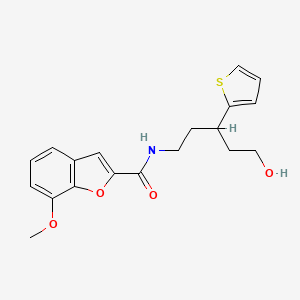 N-(5-hydroxy-3-(thiophen-2-yl)pentyl)-7-methoxybenzofuran-2-carboxamide