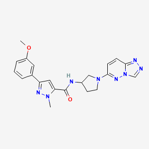 molecular formula C21H22N8O2 B2601945 N-(1-([1,2,4]三唑并[4,3-b]嘧啶-6-基)吡咯烷-3-基)-3-(3-甲氧基苯基)-1-甲基-1H-吡唑-5-甲酰胺 CAS No. 2034610-87-0