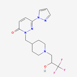 molecular formula C16H20F3N5O2 B2601951 6-(1H-吡唑-1-基)-2-{[1-(3,3,3-三氟-2-羟丙基)哌啶-4-基]甲基}-2,3-二氢哒嗪-3-酮 CAS No. 2201784-63-4