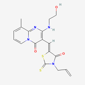 (5Z)-5-[[2-(2-hydroxyethylamino)-9-methyl-4-oxopyrido[1,2-a]pyrimidin-3-yl]methylidene]-3-prop-2-enyl-2-sulfanylidene-1,3-thiazolidin-4-one