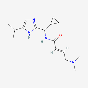 molecular formula C16H26N4O B2601975 (E)-N-[Cyclopropyl-(5-propan-2-yl-1H-imidazol-2-yl)methyl]-4-(dimethylamino)but-2-enamide CAS No. 2411327-81-4