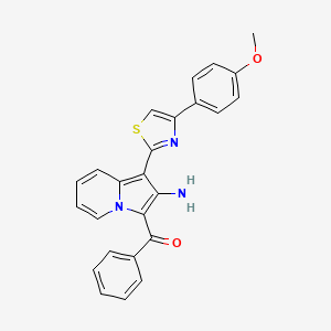molecular formula C25H19N3O2S B2601976 (2-Amino-1-(4-(4-methoxyphenyl)thiazol-2-yl)indolizin-3-yl)(phenyl)methanone CAS No. 380452-88-0