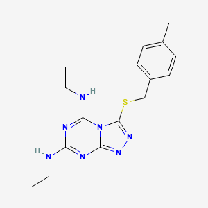molecular formula C16H21N7S B2601978 N,N'-二乙基-3-[(4-甲基苄基)硫烷基][1,2,4]三唑并[4,3-a][1,3,5]三嗪-5,7-二胺 CAS No. 898414-59-0