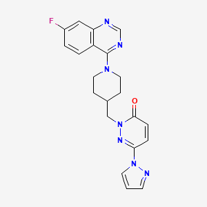 molecular formula C21H20FN7O B2601989 2-{[1-(7-fluoroquinazolin-4-yl)piperidin-4-yl]methyl}-6-(1H-pyrazol-1-yl)-2,3-dihydropyridazin-3-one CAS No. 2097895-54-8