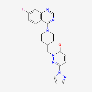 molecular formula C21H20FN7O B2601989 2-{[1-(7-氟喹唑啉-4-基)哌啶-4-基]甲基}-6-(1H-吡唑-1-基)-2,3-二氢哒嗪-3-酮 CAS No. 2097895-54-8