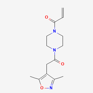 molecular formula C14H19N3O3 B2601992 1-[4-[2-(3,5-Dimethyl-1,2-oxazol-4-yl)acetyl]piperazin-1-yl]prop-2-en-1-one CAS No. 2109263-06-9