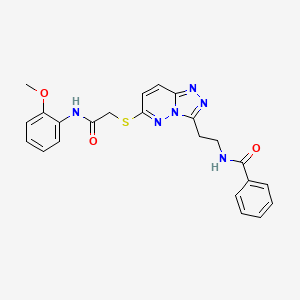 molecular formula C23H22N6O3S B2602000 N-(2-(6-((2-((2-甲氧苯基)氨基)-2-氧代乙基)硫代)-[1,2,4]三唑并[4,3-b]哒嗪-3-基)乙基)苯甲酰胺 CAS No. 872993-95-8