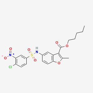 molecular formula C21H21ClN2O7S B2602001 Pentyl 5-[(4-chloro-3-nitrophenyl)sulfonylamino]-2-methyl-1-benzofuran-3-carboxylate CAS No. 477487-65-3