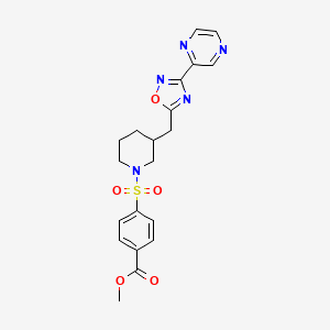 molecular formula C20H21N5O5S B2602003 4-((3-((3-(吡嗪-2-基)-1,2,4-恶二唑-5-基)甲基)哌啶-1-基)磺酰基)苯甲酸甲酯 CAS No. 1705140-11-9