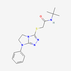 molecular formula C16H21N5OS B2602007 N-(tert-butyl)-2-((7-phenyl-6,7-dihydro-5H-imidazo[2,1-c][1,2,4]triazol-3-yl)thio)acetamide CAS No. 923164-19-6