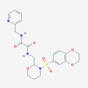 molecular formula C21H24N4O7S B2602026 N1-((3-((2,3-dihydrobenzo[b][1,4]dioxin-6-yl)sulfonyl)-1,3-oxazinan-2-yl)methyl)-N2-(pyridin-2-ylmethyl)oxalamide CAS No. 872881-57-7