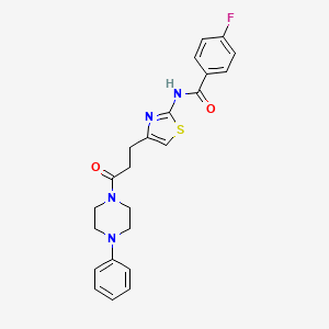 molecular formula C23H23FN4O2S B2602028 4-fluoro-N-(4-(3-oxo-3-(4-phenylpiperazin-1-yl)propyl)thiazol-2-yl)benzamide CAS No. 1021265-80-4