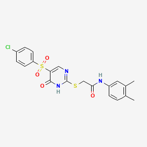 2-[[5-(4-chlorophenyl)sulfonyl-6-oxo-1H-pyrimidin-2-yl]sulfanyl]-N-(3,4-dimethylphenyl)acetamide