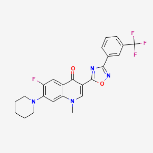 molecular formula C24H20F4N4O2 B2602035 6-fluoro-1-methyl-7-piperidin-1-yl-3-{3-[3-(trifluoromethyl)phenyl]-1,2,4-oxadiazol-5-yl}quinolin-4(1H)-one CAS No. 1114657-59-8