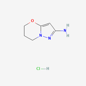 molecular formula C6H10ClN3O B2602038 6,7-Dihydro-5H-pyrazolo[5,1-b][1,3]oxazin-2-amine hydrochloride CAS No. 1779133-54-8