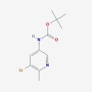 molecular formula C11H15BrN2O2 B2602039 叔丁基（5-溴-6-甲基吡啶-3-基）氨基甲酸酯 CAS No. 1662714-36-4