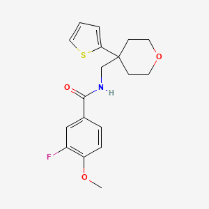 3-fluoro-4-methoxy-N-((4-(thiophen-2-yl)tetrahydro-2H-pyran-4-yl)methyl)benzamide