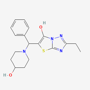 2-Ethyl-5-((4-hydroxypiperidin-1-yl)(phenyl)methyl)thiazolo[3,2-b][1,2,4]triazol-6-ol