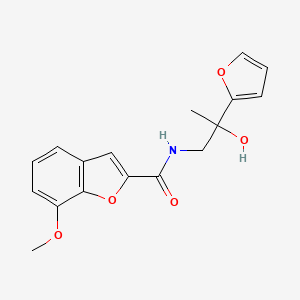 molecular formula C17H17NO5 B2602049 N-(2-(furan-2-yl)-2-hydroxypropyl)-7-methoxybenzofuran-2-carboxamide CAS No. 1396846-18-6