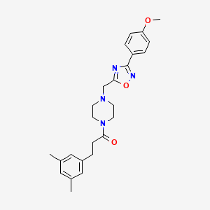molecular formula C25H30N4O3 B2602058 3-(3,5-Dimethylphenyl)-1-[4-[[3-(4-methoxyphenyl)-1,2,4-oxadiazol-5-yl]methyl]piperazin-1-yl]propan-1-one CAS No. 2411277-04-6