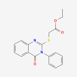 molecular formula C18H16N2O3S B2602076 Ethyl 2-(4-oxo-3-phenylquinazolin-2-yl)sulfanylacetate CAS No. 28831-35-8