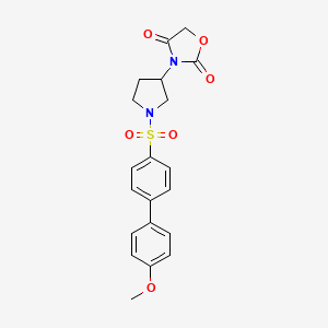 molecular formula C20H20N2O6S B2602085 3-(1-((4'-Methoxy-[1,1'-biphenyl]-4-yl)sulfonyl)pyrrolidin-3-yl)oxazolidine-2,4-dione CAS No. 2034493-78-0