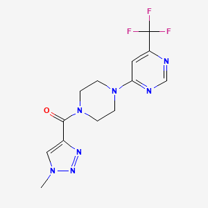molecular formula C13H14F3N7O B2602090 (1-methyl-1H-1,2,3-triazol-4-yl)(4-(6-(trifluoromethyl)pyrimidin-4-yl)piperazin-1-yl)methanone CAS No. 2034410-99-4