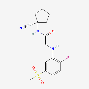 molecular formula C15H18FN3O3S B2602092 N-(1-cyanocyclopentyl)-2-[(2-fluoro-5-methanesulfonylphenyl)amino]acetamide CAS No. 1090961-65-1