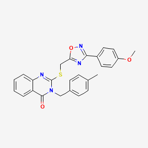 molecular formula C26H22N4O3S B2602096 2-(((3-(4-methoxyphenyl)-1,2,4-oxadiazol-5-yl)methyl)thio)-3-(4-methylbenzyl)quinazolin-4(3H)-one CAS No. 2034278-63-0