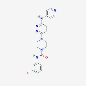 molecular formula C21H22FN7O B2602118 N-(3-fluoro-4-methylphenyl)-4-(6-(pyridin-4-ylamino)pyridazin-3-yl)piperazine-1-carboxamide CAS No. 1021262-31-6