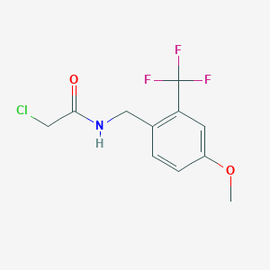 molecular formula C11H11ClF3NO2 B2602122 2-Chloro-N-[[4-methoxy-2-(trifluoromethyl)phenyl]methyl]acetamide CAS No. 2411271-88-8